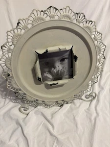 NEW Round Off White Metal Table Picture Frame 4" x4" Photos Cracker Barrel (GS10 - Picture 1 of 6