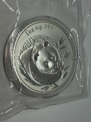 2003 China Silver Panda 1 oz .999 BU 10 Yuan Coin Original Mint Seal - Image 1 of 4