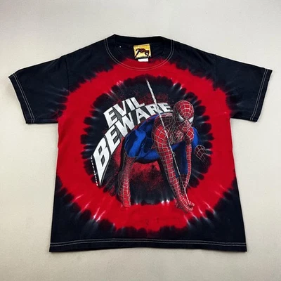 Vintage Spider-Man 2 T-Shirt Youth Large Black Red Tie Dye Evil Beware Marvel - Image 1 of 4