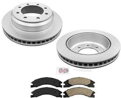 Rear Coated Rotors & Pads Fits 2008-2014 Ford E150 & E250 Single Rear Wheels - Image 1 of 4