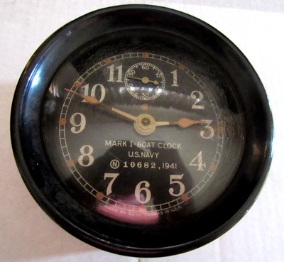 Seth Thomas Segunda Guerra Mundial Mark I Barcos Reloj de Cubierta Marina de los Estados Unidos Militar 1941 Baquelita LEER Foto 1 de 4