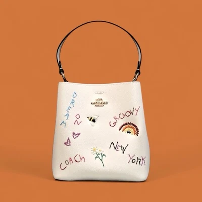 Bolso Cubo Coach C8282 Pequeño Ciudad con Diario Bordado Cuero Tiza Foto 1 de 4