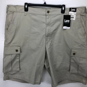 New Lee 46W Beige Cargo Pockets Chino Flat Front Men's Casual Short Pants - Picture 1 of 6