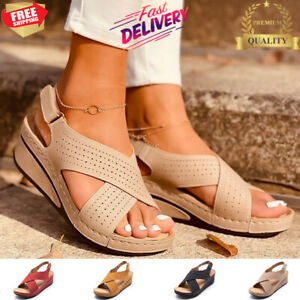Women Sandals Anti-Slip Summer Casual Orthopedic Open Toe Flats Beach Shoes Size