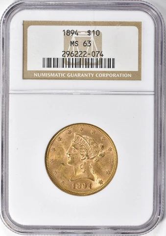 1894 LIBERTY HEAD EAGLE $10 GOLD NGC MS63 Cover