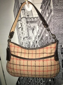 Baguette de lana a cuadros COACH #9614-Tattersall (VCG)--¡Edición especial! - Imagen 1 de 1