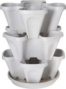 3 Tier Stackable Garden Indoor Outdoor Vertical Planter Self Watering Grow Fresh - Picture 1 of 5