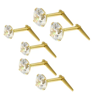 9CT GOLD ANDRALOK CZ STUDS EARRINGS WHITE CUBIC ZIRCONIA CRYSTAL GIFT BOX - Picture 1 of 3