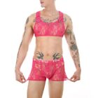 Gay Men's Sissy Lace Boxer Briefs Set Sheer Bikini Underwear + Bra Top