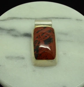 925 Sterling Silver beautiful red & brown jasper pendant charm - Picture 1 of 3