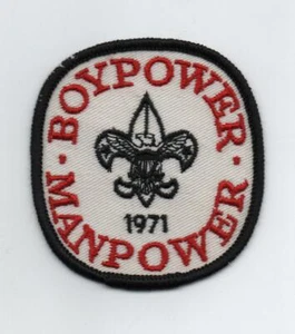 Patch Recruiter 1971, slogan "Boypower Manpower", supporto in tessuto vintage, come nuova! - Foto 1 di 1
