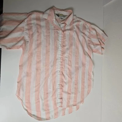 Blusa Diane Von Furstenberg Rosa Blanca Rayas Verticales Abotonada Talla Grande Foto 1 de 4