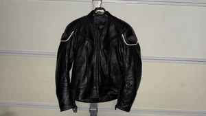 TourMaster Cortech Black Leather Riding Jacket Size L 4 NICE!! - Picture 1 of 7