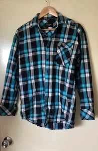 MENS /BOYS SAINT MORTA BLUE/BLACK CHECK FLANNEL SHIRT SIZE XS - Foto 1 di 6