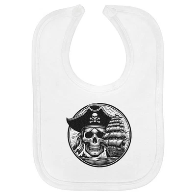 'Pirate Skull and Spanish Galleon' Soft Cotton Baby Bib (BI00056865) Foto 1 de 3