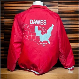 VINTAGE 80s Trucker Varsity Jacket Size L Retro Red Hartwell Preppy Streetwear - Bild 1 von 5