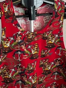 Emporio Armani Red Stretch Cotton Tank Top with Mermaids | LARGE - Picture 1 of 3