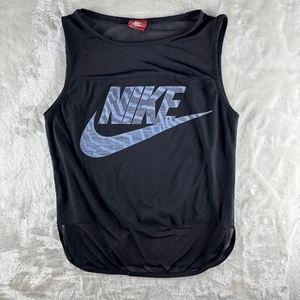Nike Tank Top Youth Medium Mesh Black Activewear Sports Athleisure - Picture 1 of 8