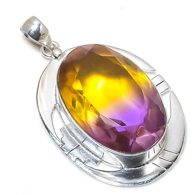 Hermoso colgante de plata de ley 925 hecho a mano con piedras preciosas de ametrino Foto 1 de 4