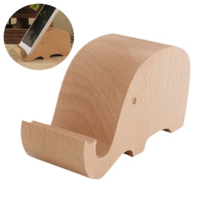 Wooden Elephant Shape Phone Holder Decorative Desktop Cell Phone Stand Portable - Photo 1 sur 12
