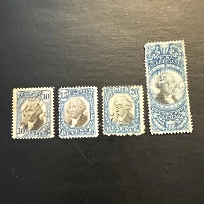 US Second Issue Revenue Stamp 1871 15c,20c..Washington Scott # R109-R112.Used NG - Image 1 of 2