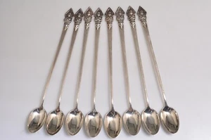 Juego de 8 cucharaditas de hielo Siam de plata esterlina de colección - 7 3/4" pulgadas de largo - En muy buena condición - Imagen 1 de 6