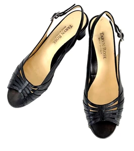 Taryn Rose Leather Heels Pumps 10 M Open Toe Slingback 42 All Leather, Elegant - Picture 1 of 8