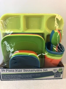 24-Piece Kids Dinnerware Set- BPA Free Dishwashers-microwave Safe - Durable - Picture 1 of 4