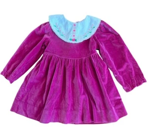 Vestido de Navidad Vintage Rosa 4 3 Terciopelo Cuello Babero Encaje Victoriano Vacaciones para Niñas - Imagen 1 de 13