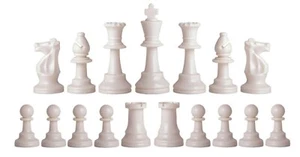 Medio juego de piezas de ajedrez de peso único Staunton (17 piezas) - dos reinas - blanco - Imagen 1 de 2