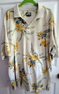 Camisa Polo Tommy Bahama Vintage Para Hombre L Beige Floral Tropical Estampado Hawaiano - Imagen 1 de 5