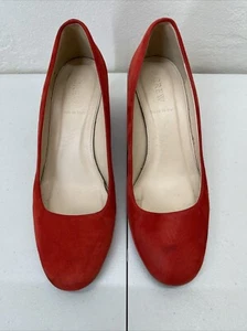 J Crew Lucite Heels in Suede 6½ Fiery Sunset Red Shoe f 5959 Made in Italy - Picture 1 of 13