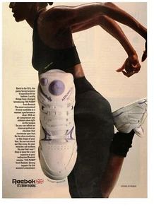 Zapatos aeróbicos Reebok Apparel Pump vintage 1988 anuncio impreso - Imagen 1 de 1