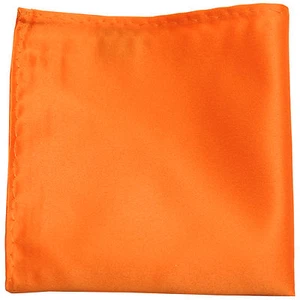 New men's polyester solid orange hankie pocket square formal wedding party prom - Picture 1 of 2