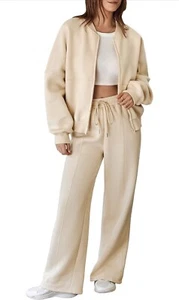 Aleumdr Women's 2 Piece Outfits Sweatsuit Oversized Sweatshirt Wide Leg SweatXXL - Picture 1 of 5