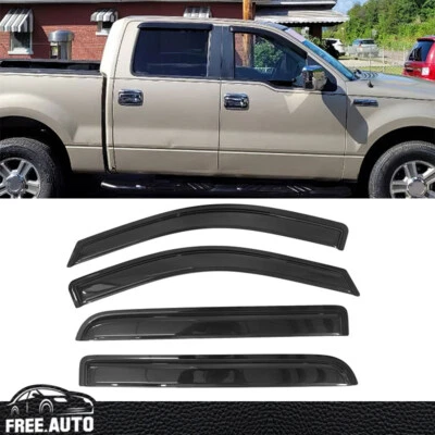 Viseras de ventana 4 piezas para 04-08 Ford F150 Supercrew Cab 06-08 Lincoln Mark LT Foto 1 de 4