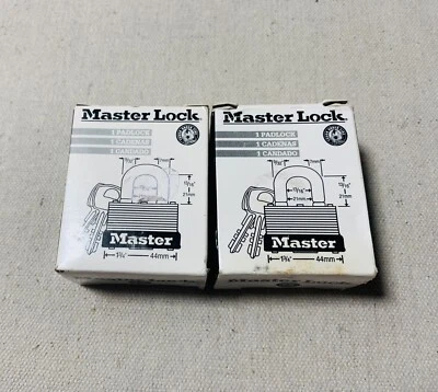 LOT OF 2 MASTERLOCK 500KABRK 1-3/4" STEEL PADLOCKS-(2 Locks W/ 4 Matching Keys) - Image 1 of 4