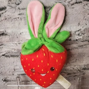 Fresa Conejito de Pascua 8.5" Peluche Rojo Sonriente Fruta Comida Stufie - Orejas Verdes - Imagen 1 de 6