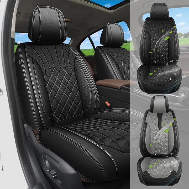 Car 2/5 Seat Covers&Black/Gray PU Leather Cushion Pad For Infiniti Q70 2014-2019 Foto 1 de 1