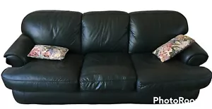 Interline Italia, Italian Leather Sofa, blue green, 7ft - Picture 1 of 1