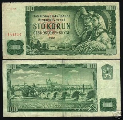 CZECHOSLOVAKIA 100 KORUN P-91 1961 x 100 Pcs Lot BUNDLE EU LION BRIDGE USED NOTE - Image 1 of 2