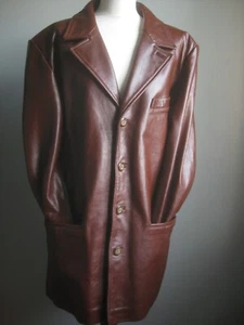 VINTAGE REAL LEATHER JACKET BLAZER 48 46 soft relaxed chestnut brown western - Picture 1 of 23