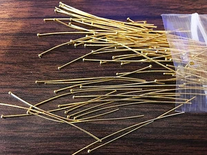 ZWEIHUNDERT (200) 2" Kopfnadel mit Kugel 20g - Bali-Look - Goldplatte - Bild 1 von 3