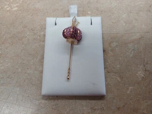 18k Rose Gold Russian Dome Pin Accented with Rubies & Diamonds - Picture 1 of 7