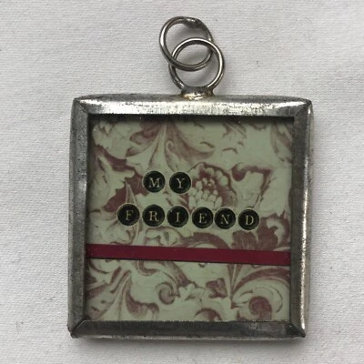 Dije de peltre soldado reversible hecho a mano “MY FRIEND/forever” 1-1/4” X 1-1/4” Foto 1 de 4