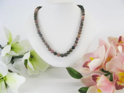 Rhodonite - Halskette, echte Natursteine Heilsteine Edelsteine, Modeschmuck - Bild 1 von 4