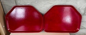 2 Vintage Red Fiberglass School Cafeteria Trays Cambro? Camtray? Trapezoid - Picture 1 of 6