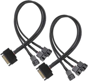 2 Stück SATA auf 3 Wege 3 Pin / 4 Pin PMW 12V PC Gehäuselüfter Netzteil Kabel, 3-Pin - Bild 1 von 6
