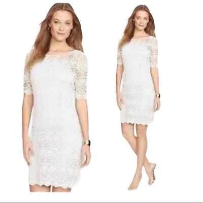 Lauren Ralph Lauren Crochet Lace Midi Dress Ivory Small - Image 1 of 4