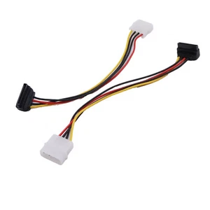 2x IDE 4 Pin Molex Male to Serial ATA SATA Female 15Pin 90°Angle HDD Power Cable - Picture 1 of 9